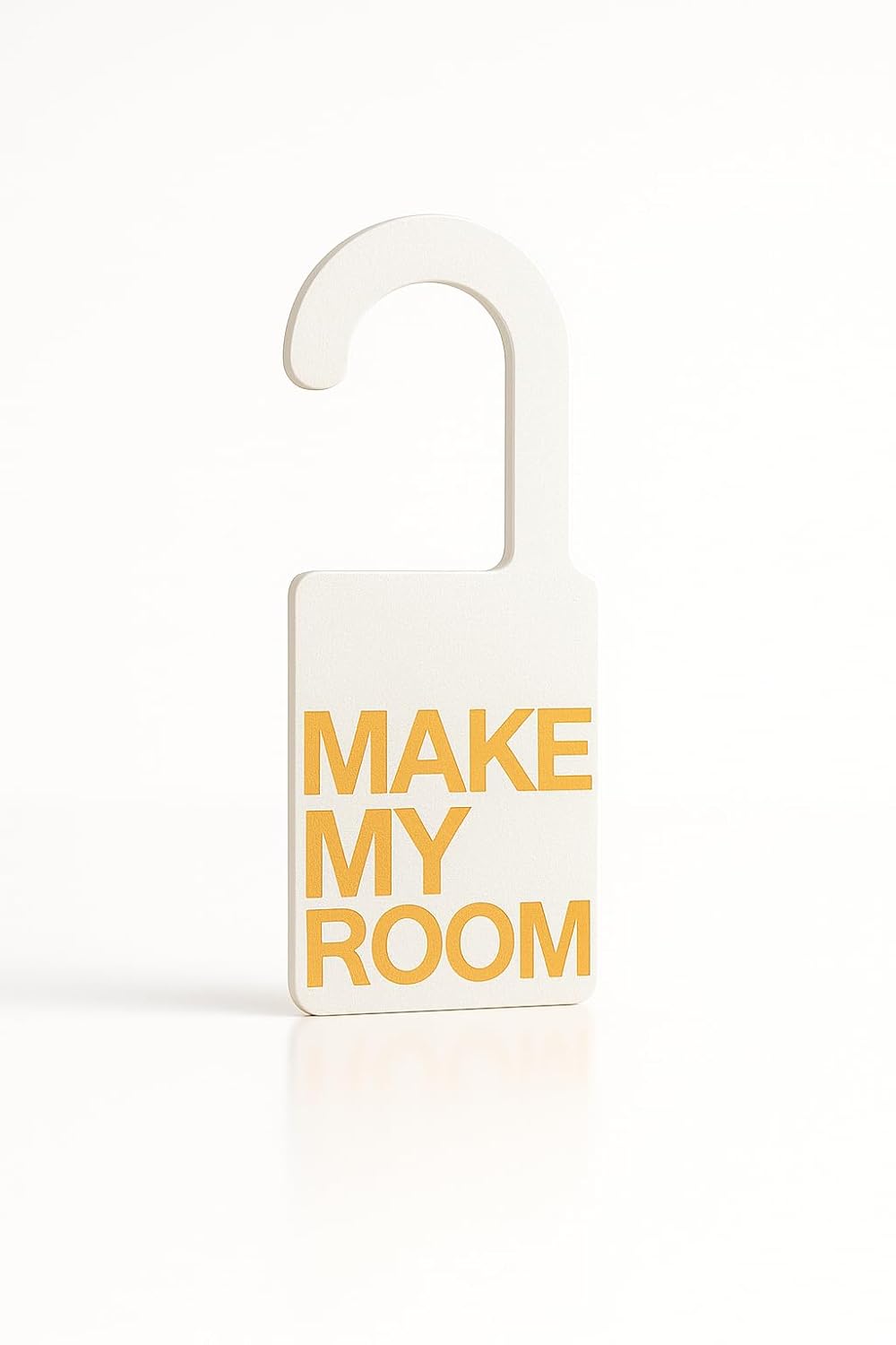 Double-Sided Door Hanger Sign, Do Not Disturb and Make My Room, White Plastic with Black and Yellow Text