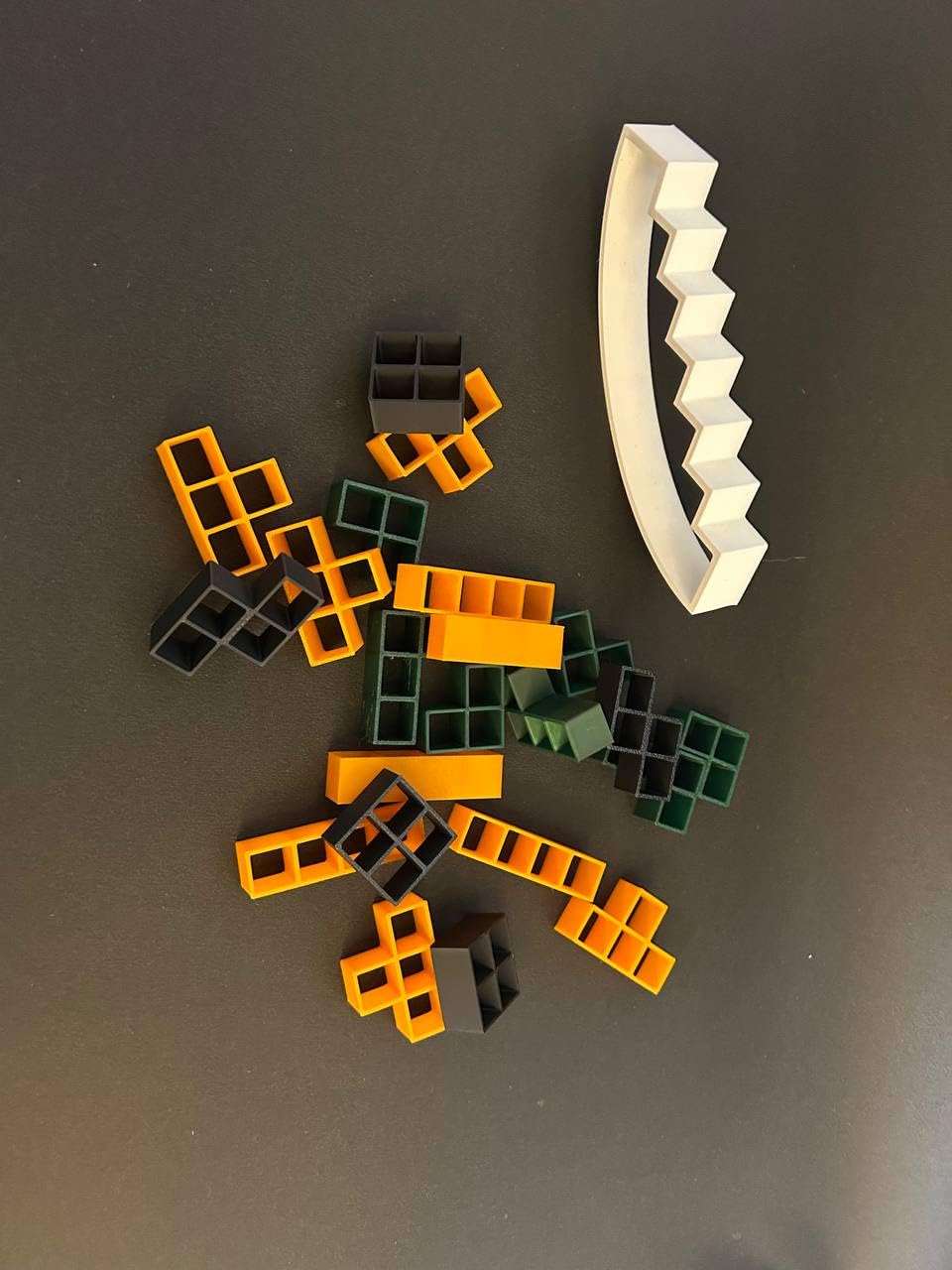 Balancing Blocks Puzzle Game, 22 Pieces, Orange Green Black Blocks with White Base