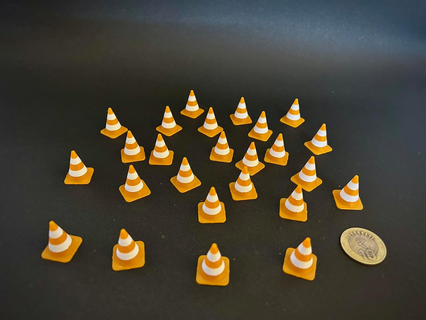 Mini Traffic Cones, Orange and White Striped Safety Markers, Set of 25