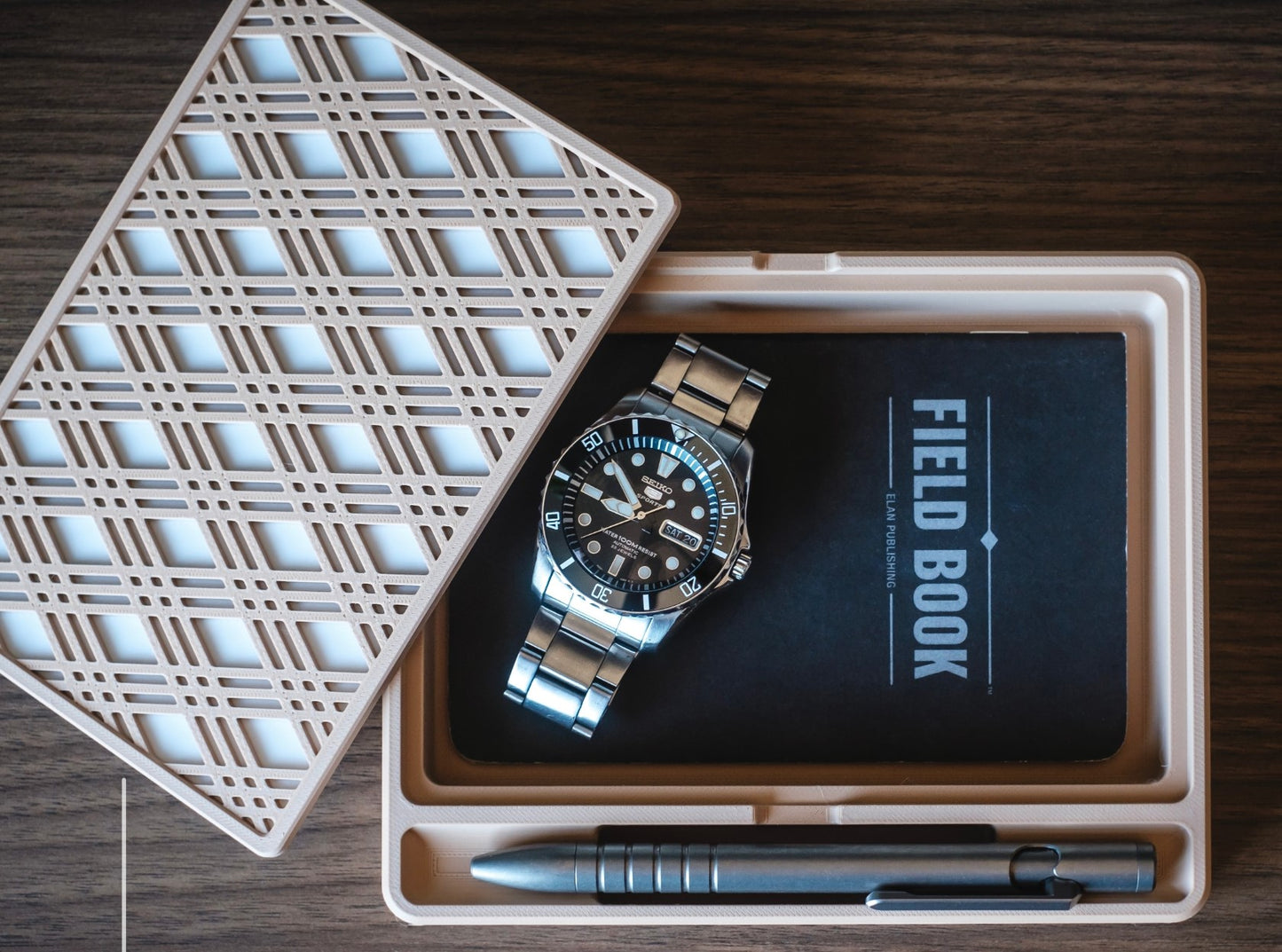 Desk Box | Organizer | Japanese Kumiko Pattern