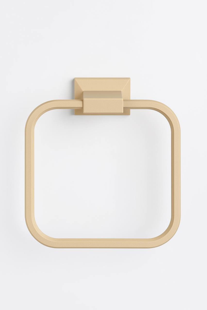 Modern Square Towel Ring Holder, Wall-Mounted, Cream Colour, Bathroom Accessory