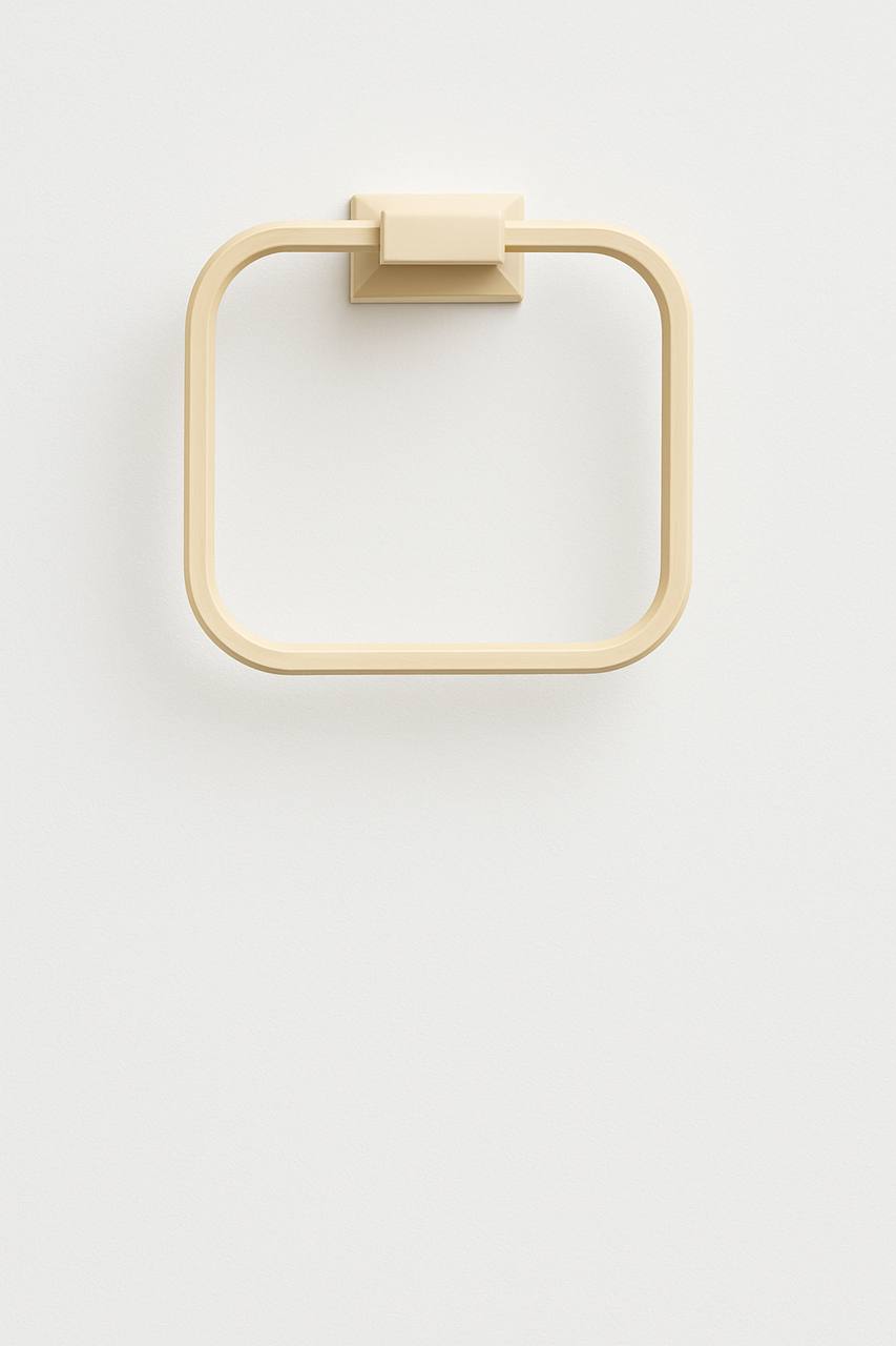 Modern Square Towel Ring Holder, Wall-Mounted, Cream Colour, Bathroom Accessory