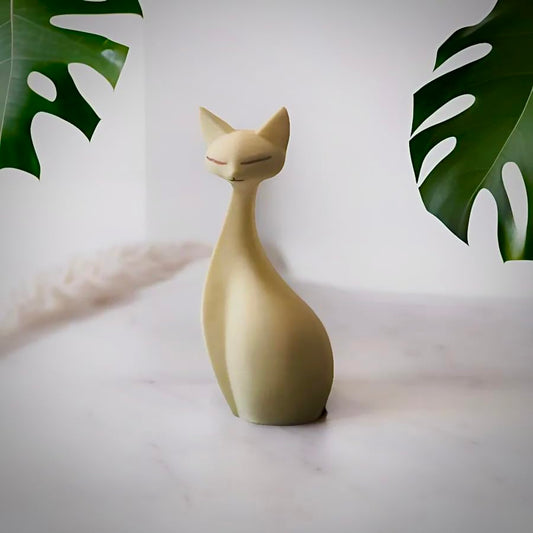 Elegant Cat Statue - 7-Inch Decorative Figurine for Desk, Home, or Office Decor - Unique Art Piece, for Cat Lovers