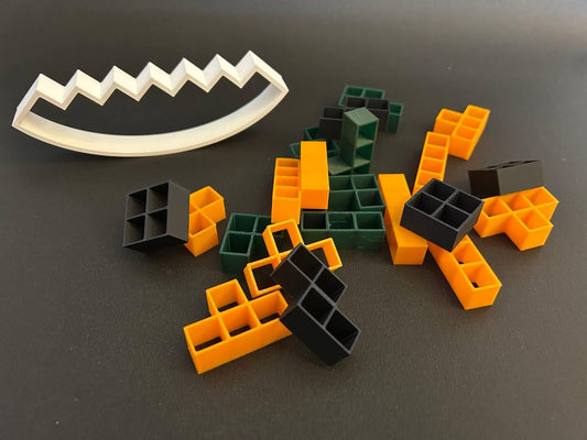 Balancing Blocks Puzzle Game, 22 Pieces, Orange Green Black Blocks with White Base