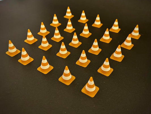 Mini Traffic Cones, Orange and White Striped Safety Markers, Set of 25