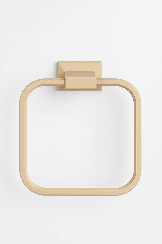 Modern Square Towel Ring Holder, Wall-Mounted, Cream Colour, Bathroom Accessory