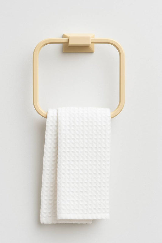 Modern Square Towel Ring Holder, Wall-Mounted, Cream Colour, Bathroom Accessory